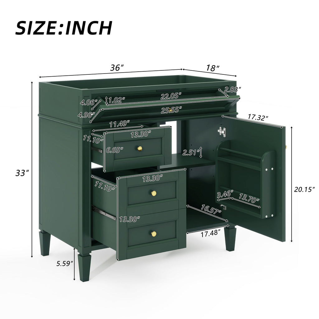 36" Bathroom Vanity Cabinet Without Top Sink