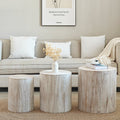 Set of 3 Rounded Wood Coffee Tables, End Tables, Plant Stands