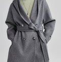 Hooded Oversized V-neck Cashmere Bathrobe Coat