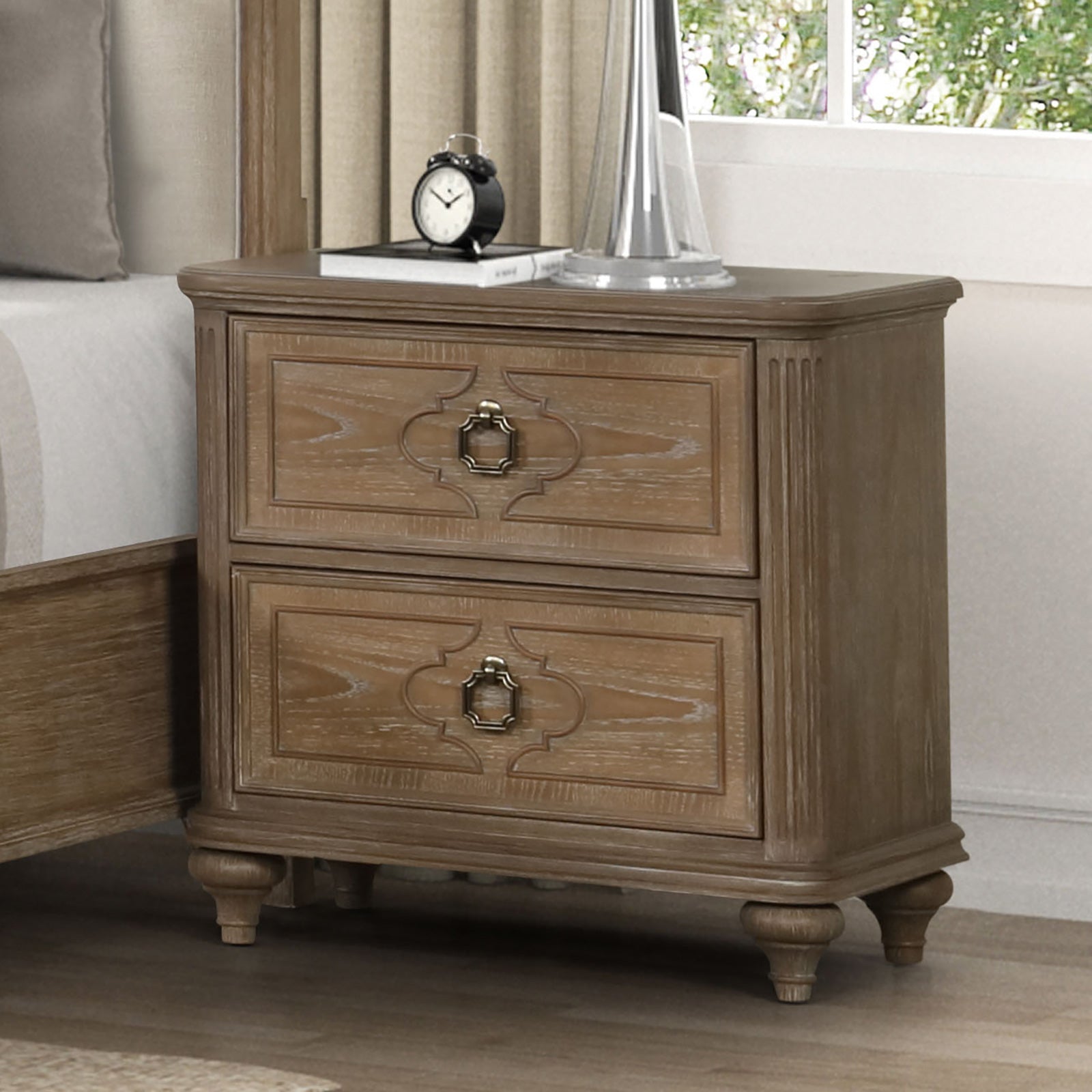 Simple Contemporary 1pc Nightstand Rustic