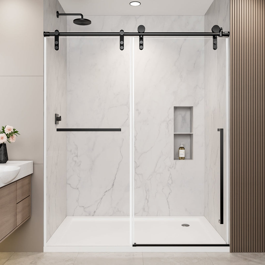 Matte Frameless Sliding Shower Door 56"-60" W x 75" H