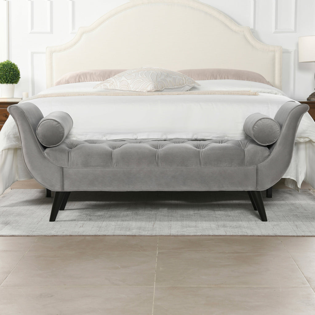 Alma Tufted Flared Arm Entryway Bench, Opal