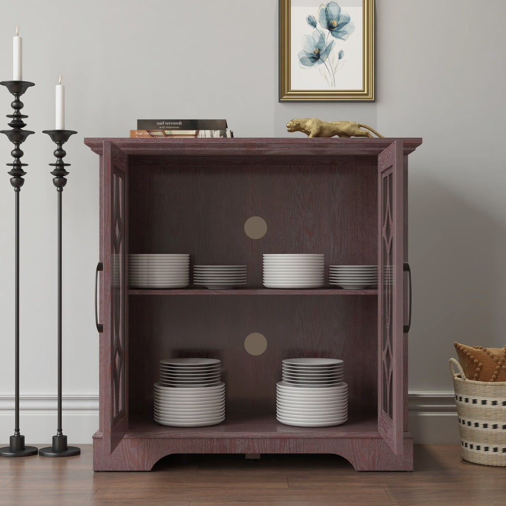 Spacious Size Sideboard with 2 Clear Tempered Glass Doors