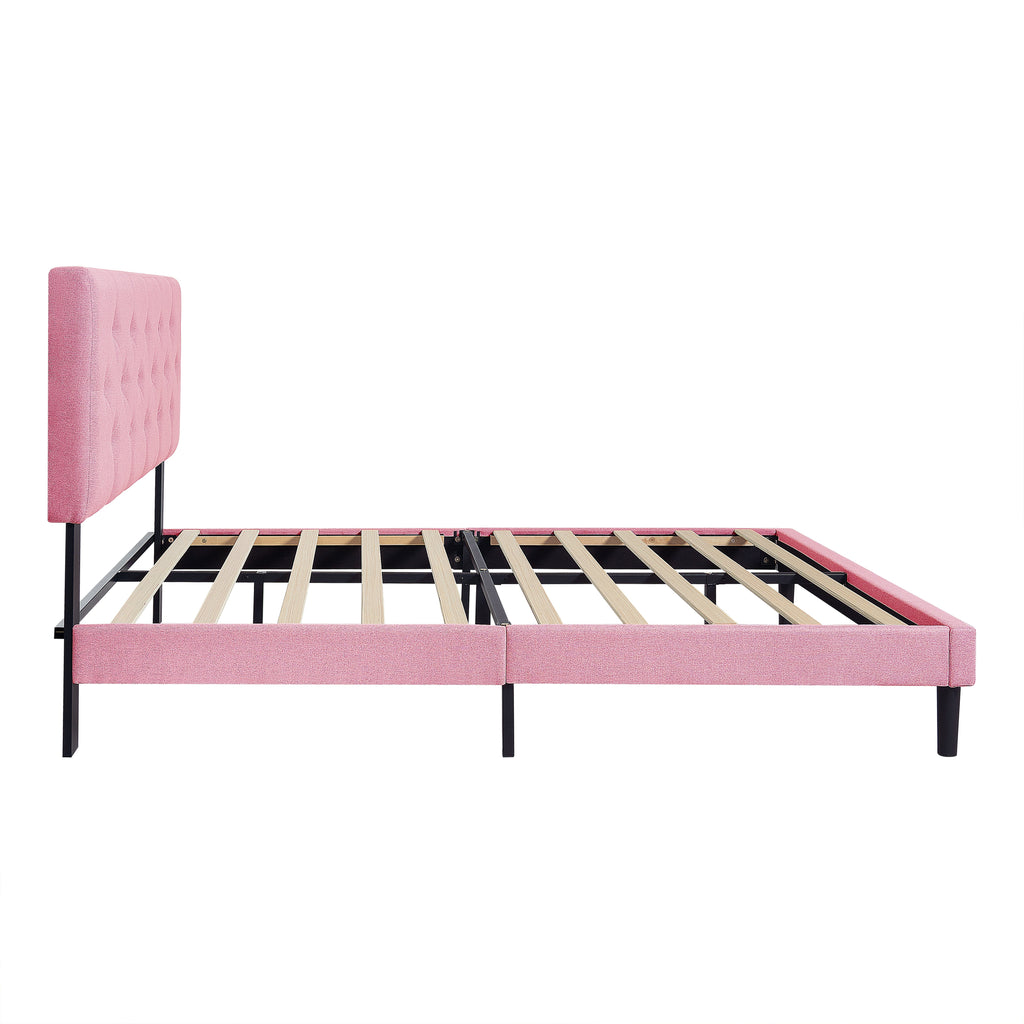 Queen Size Upholstered Platform Bed Frame with Modern Button Tufted