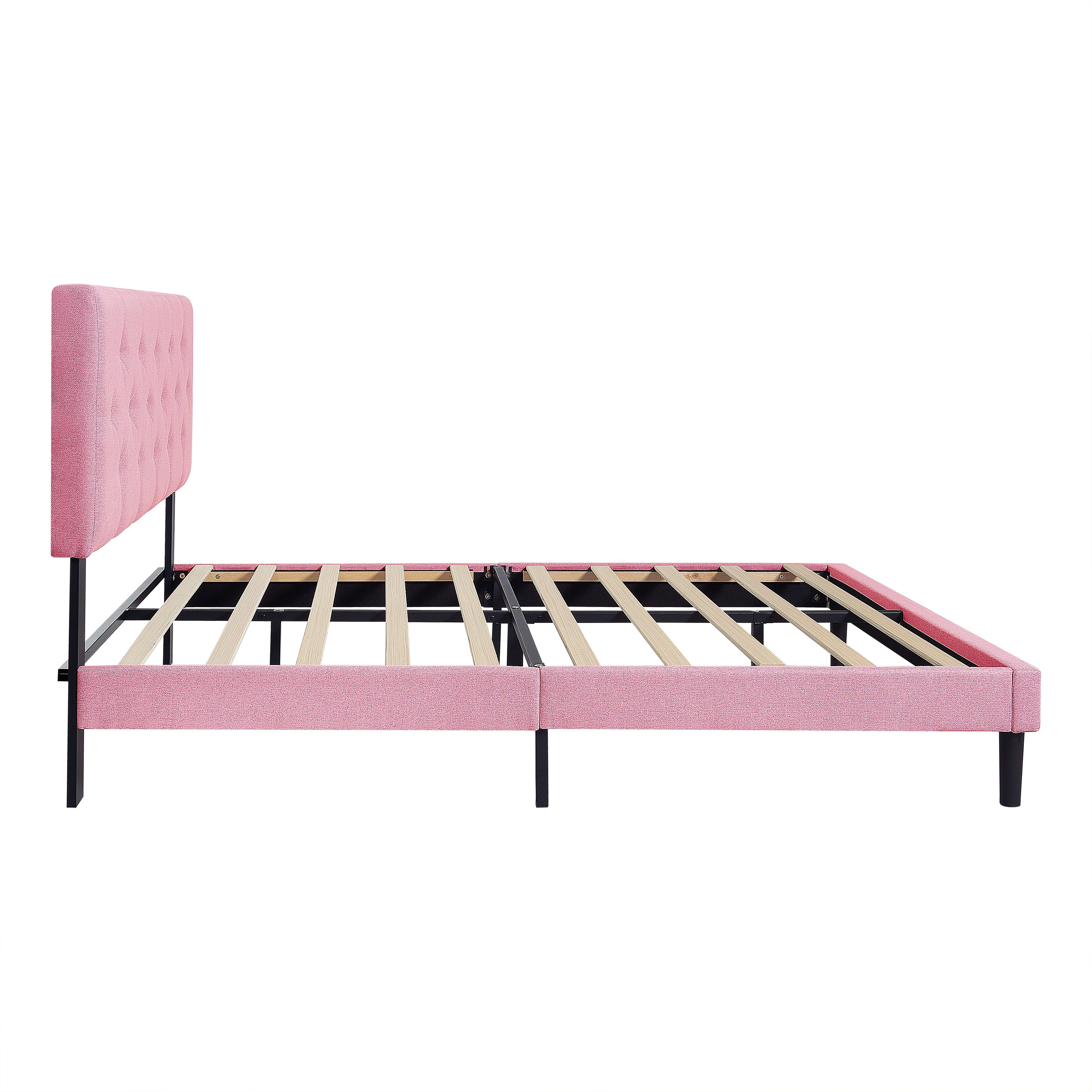 Queen Size Upholstered Platform Bed Frame with Modern Button Tufted