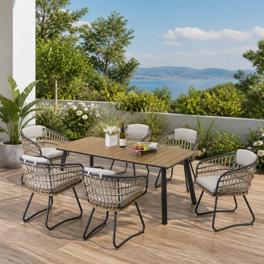 7-Piece Outdoor Wicker Dining Set