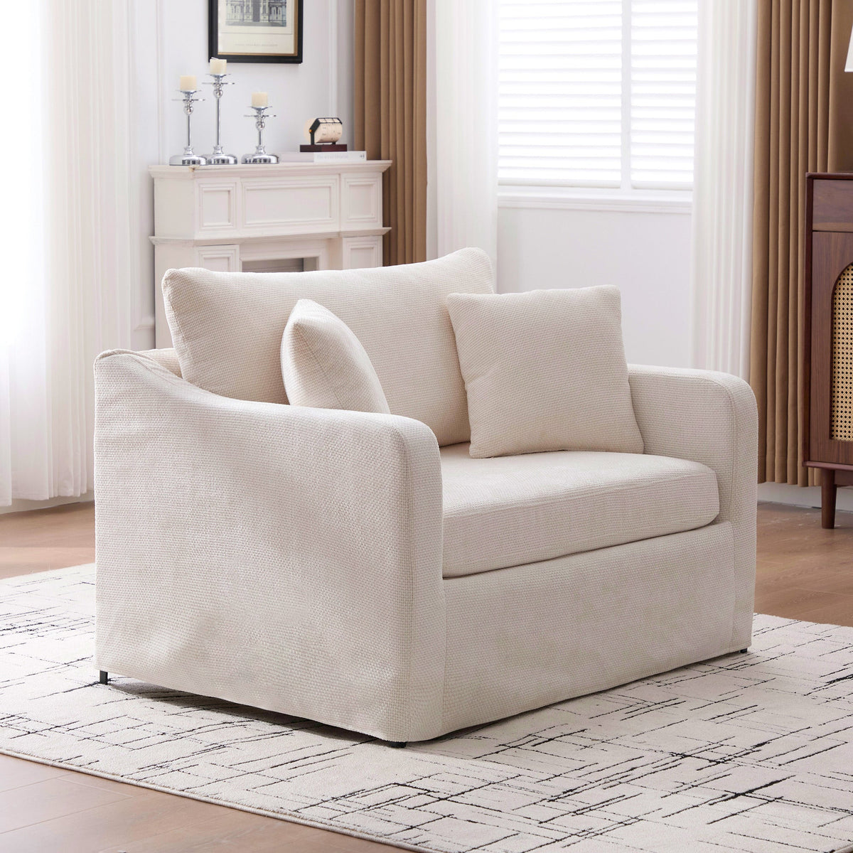 43.9" Wide Modern Upholstered Farmhouse Performance Accent Chair