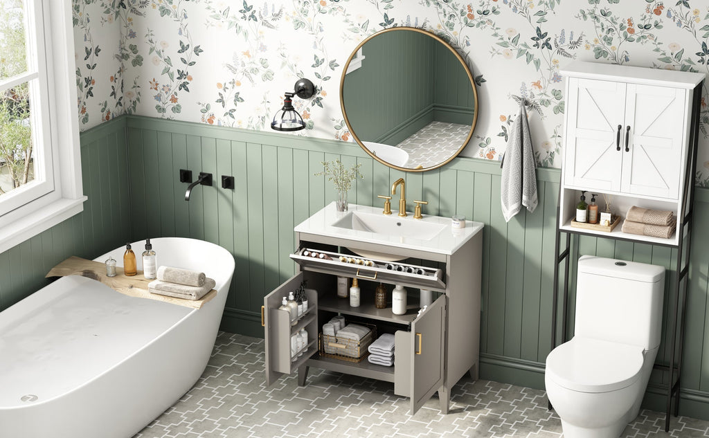 30" Bathroom Vanity with Ceramic Sink Top