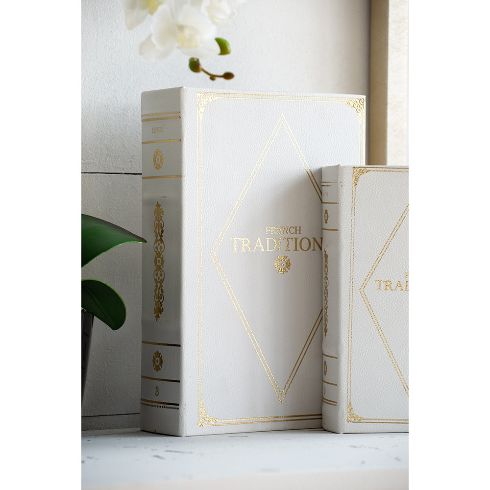 Set of 2 Botanical Green and White Book Boxes