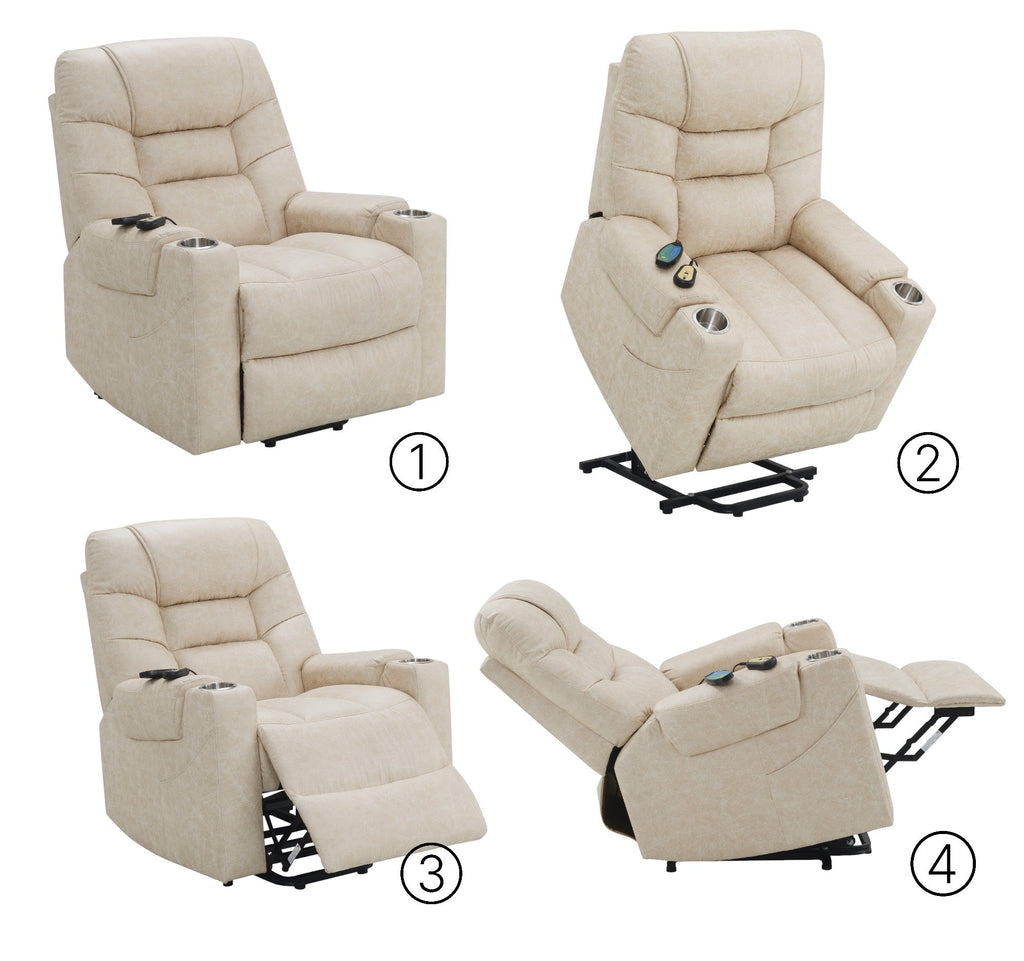 Nairi Ivory Leather Aire Power Motion Recliner
