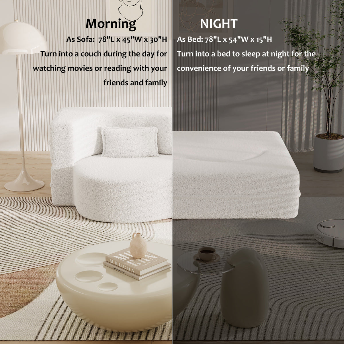 Modern Floor Sofa with 2 Pillows
