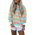 Pullover Crewneck Relaxed-fit Minimalist Striped Colorblock Sweatshirt