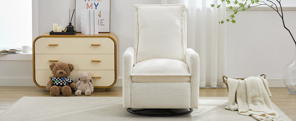 Swivel Rocker Recliner Chair, Teddy Fleece