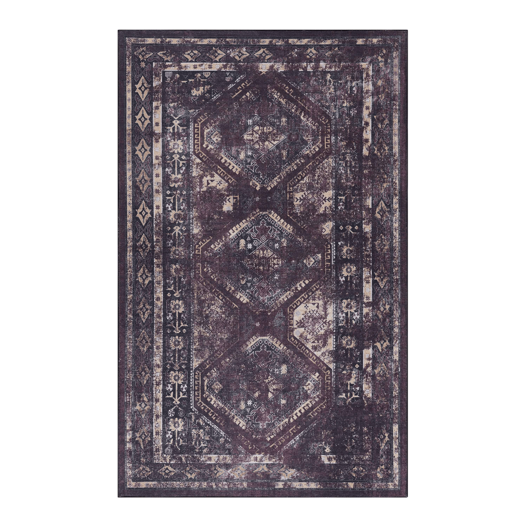 MAVAL Burgundy Washable Rug 9x12 Area Rug