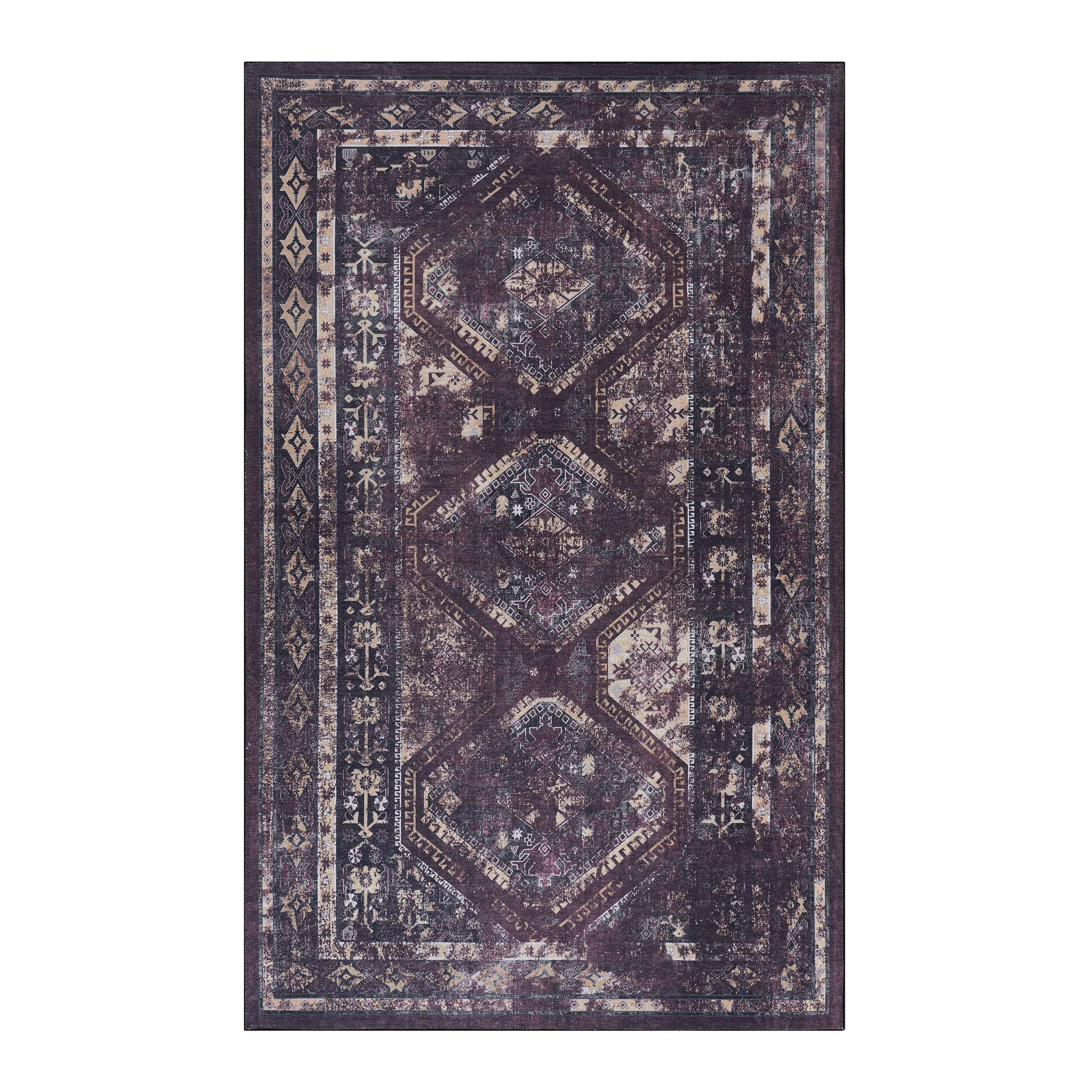 MAVAL Burgundy Washable Rug 9x12 Area Rug