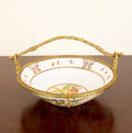 Brass Fruit Bowl Ornamentdesktop Living Room Decor Featuring A Copper-and-porcelain Fruit Basket