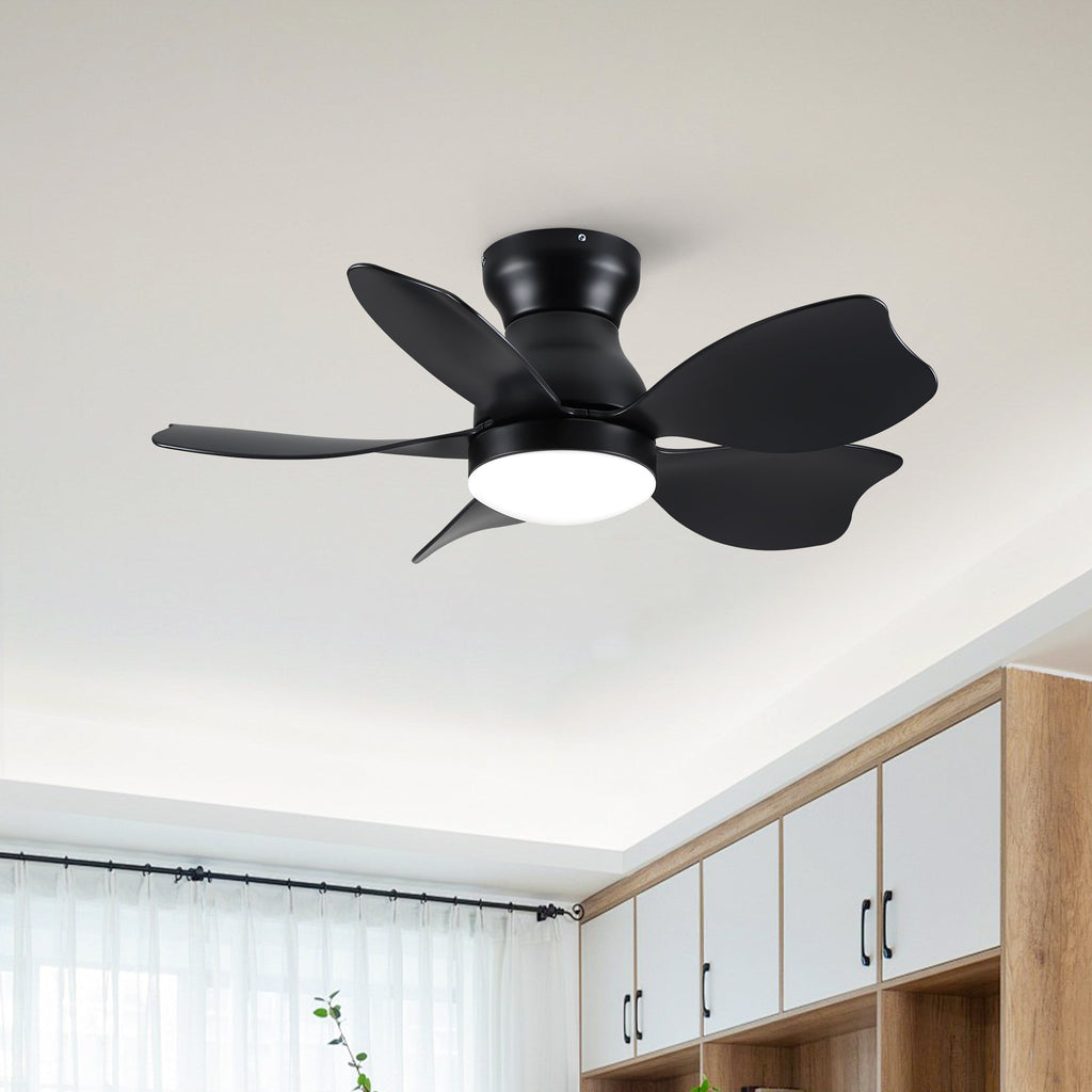30" Small Kid's Low Profile Flush Mount Ceiling Fan Lighting