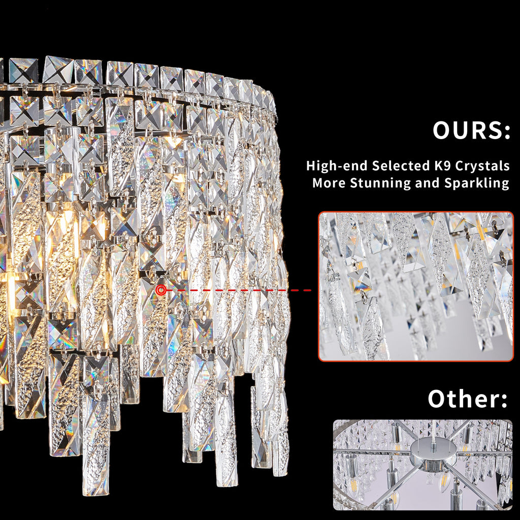 24" Luxurious Round Crystal Chandelier