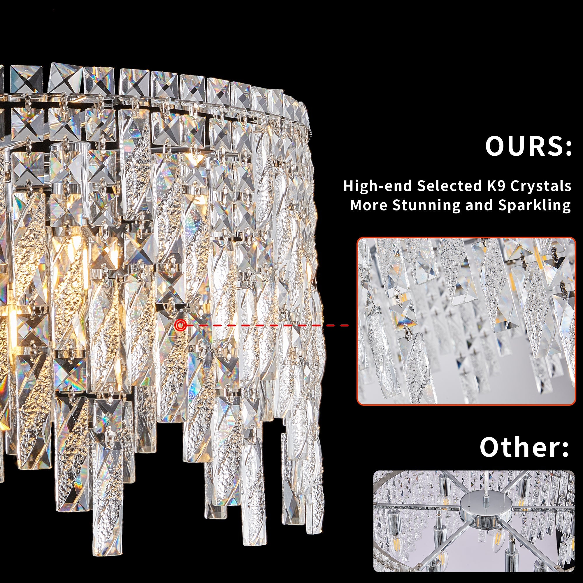 24" Luxurious Round Crystal Chandelier