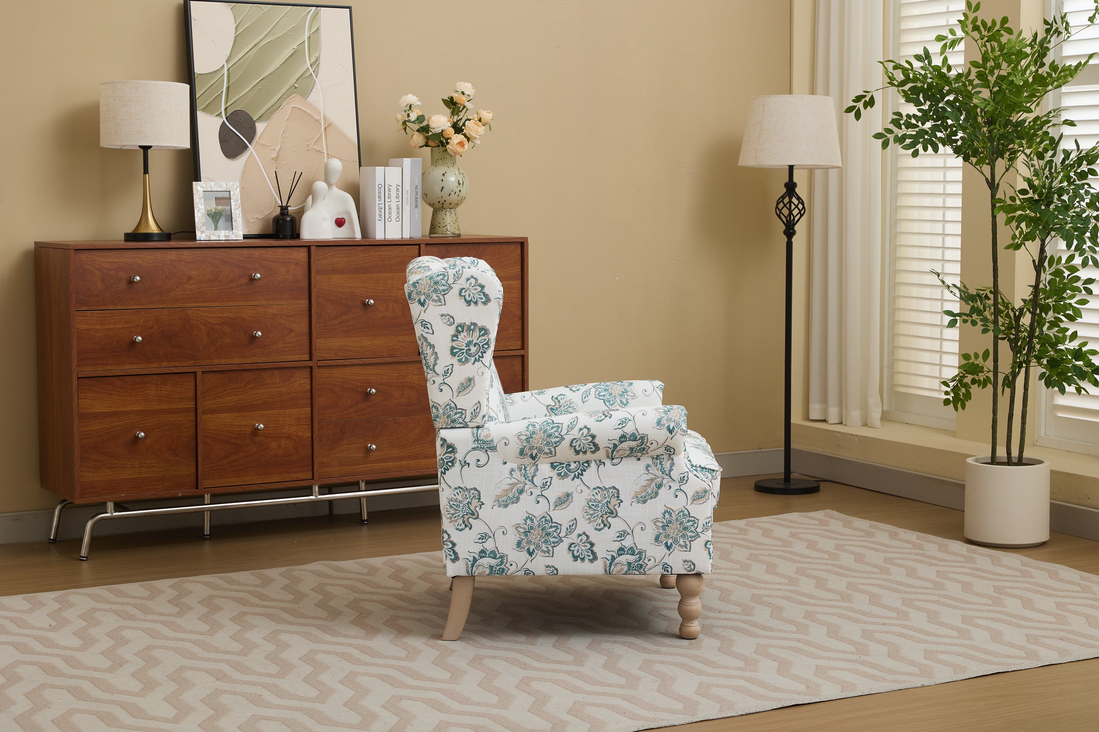 Modern Accent Chair with Retro Wood Legs