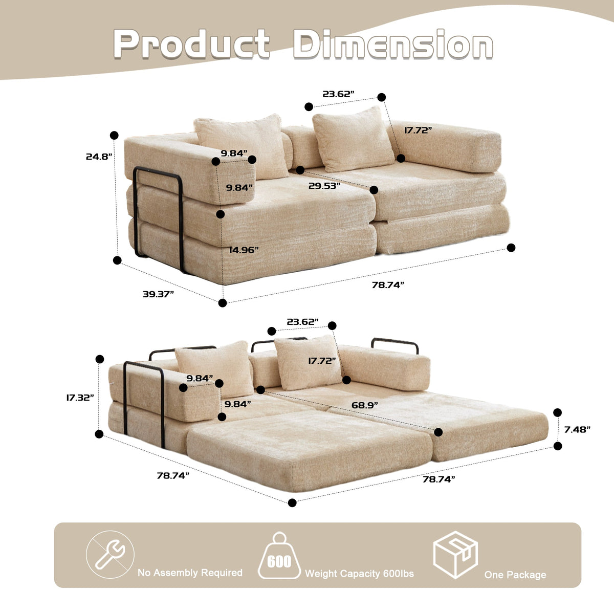 Compression Sofa - Convertible Floor Sofa Bed