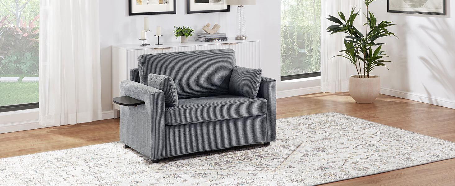 Twin Size Sofa Bed with Foldable Mattress and USB Ports