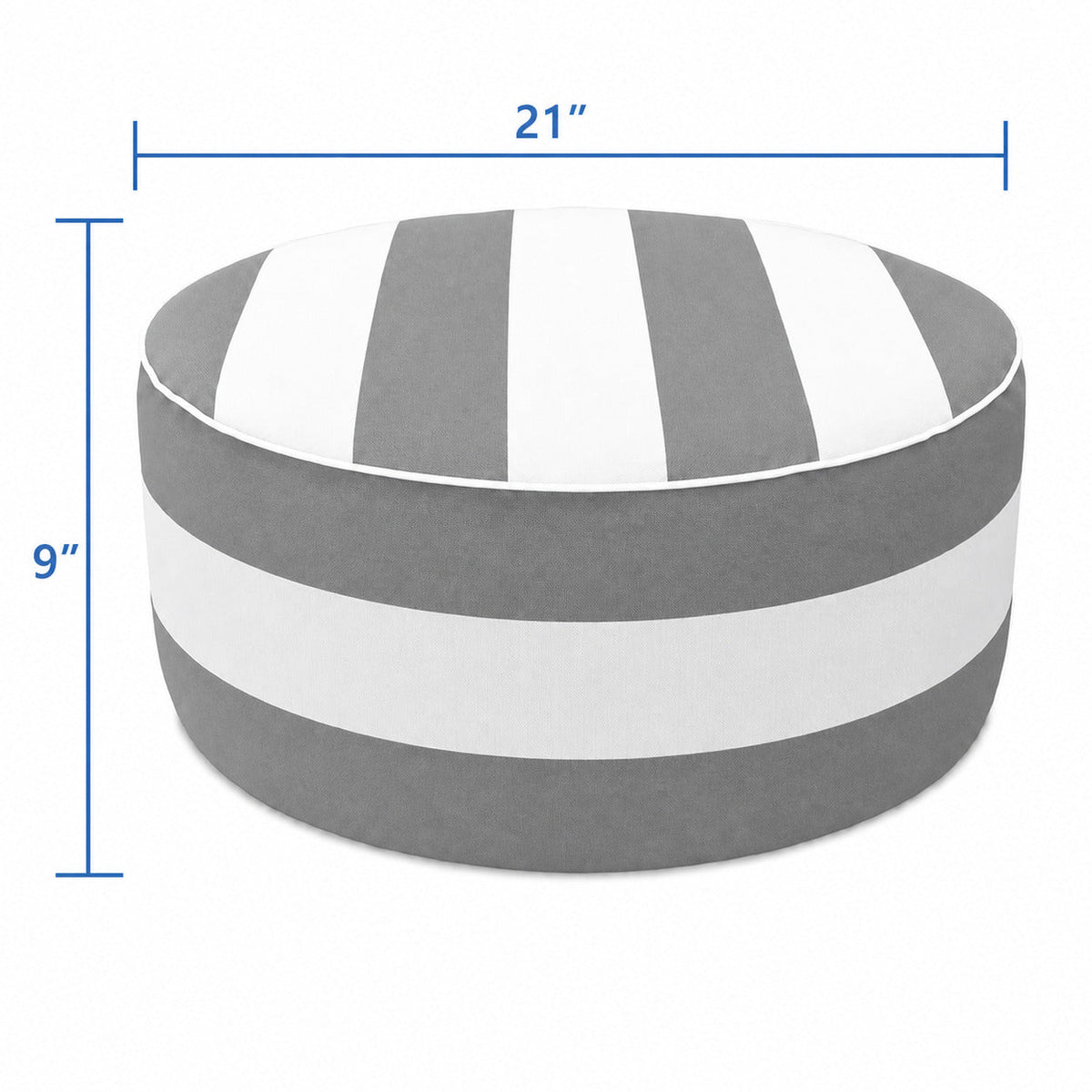 Outdoor Inflatable Ottoman - Gray/White Striped