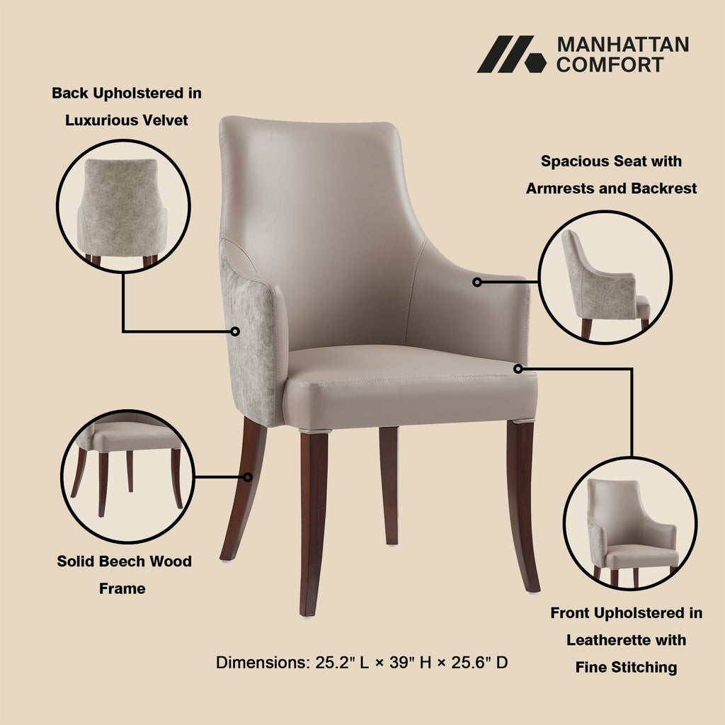 Connie Wood Vegan Leather and Velvet Armchair