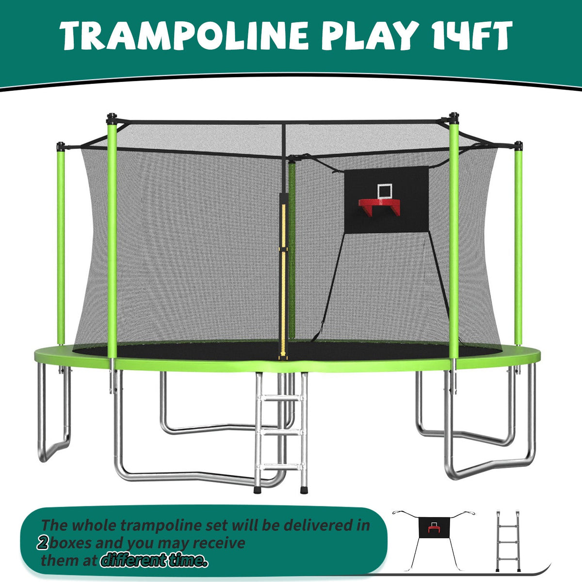 14FT Trampoline with Enclosure Net