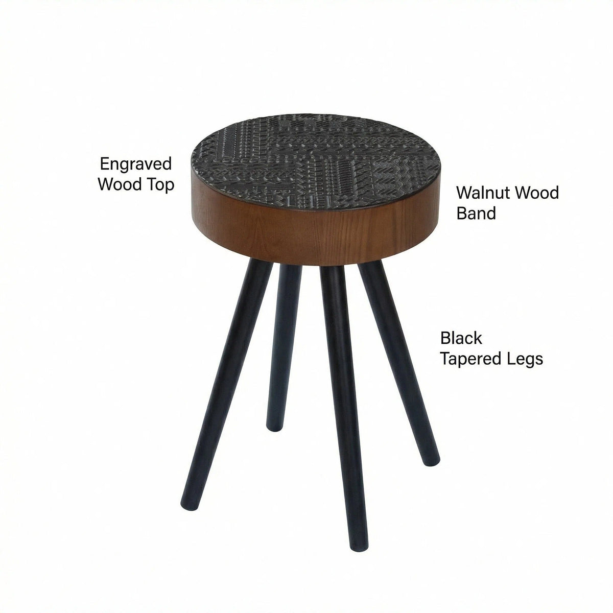 15.7" Round Small Drink Table with Solid Wood Legs