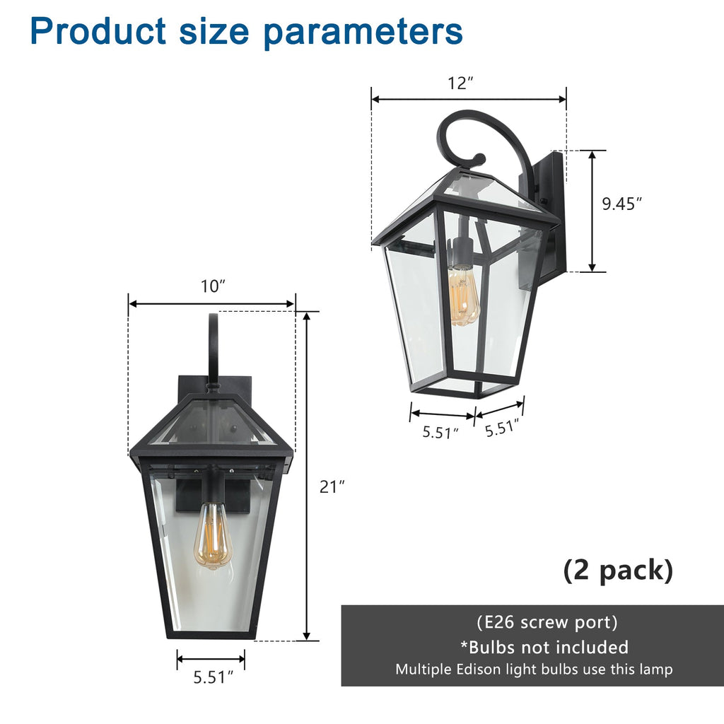 21" 2-Pack Outdoor Wall Lantern Light – Modern