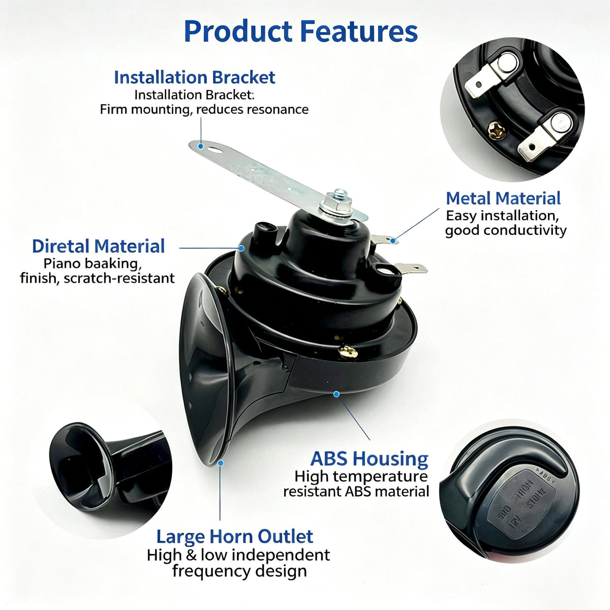 Universal High & Low Tone Snail Horn 12V 24V Waterproof Loud Car Horn  Replacement Speaker For Motorcycle Truck SUV Automobile