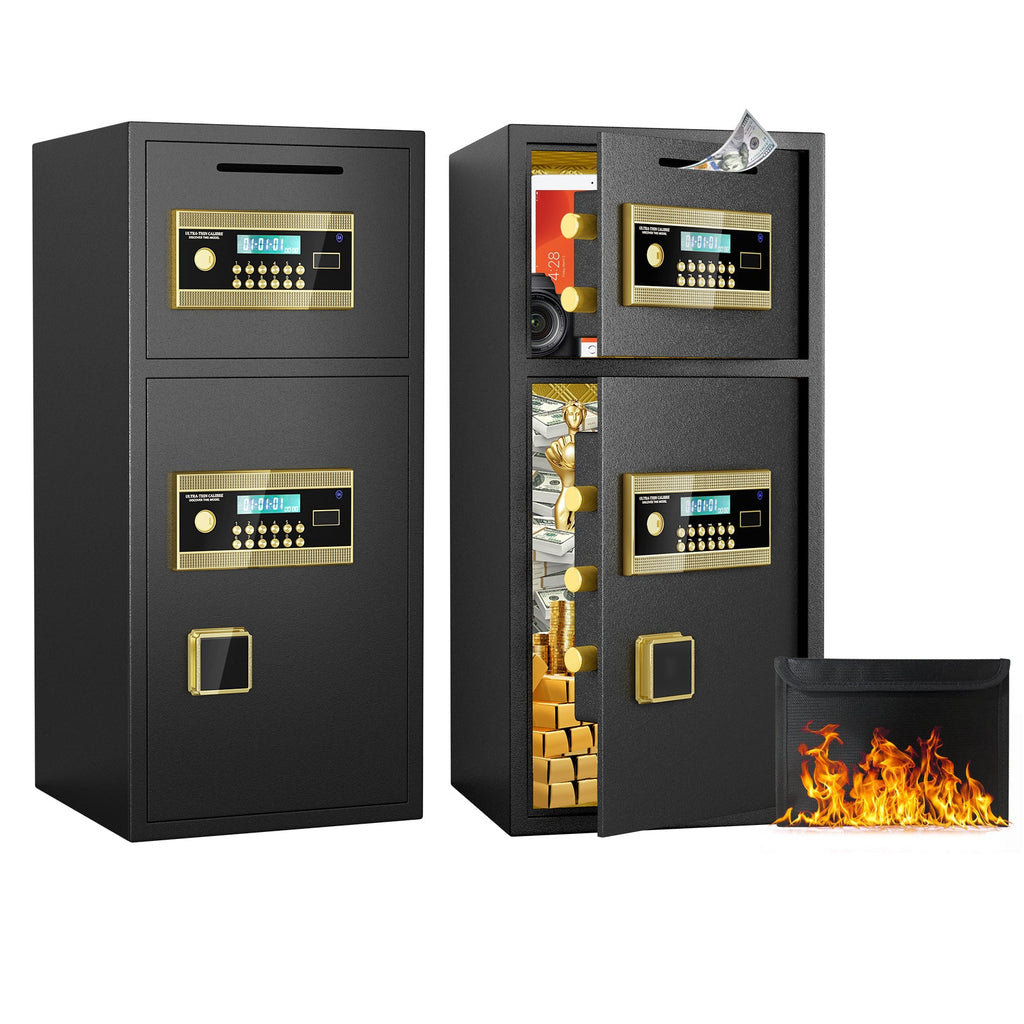 Large Double-Door Coin-Operated Safe with Digital Security Features