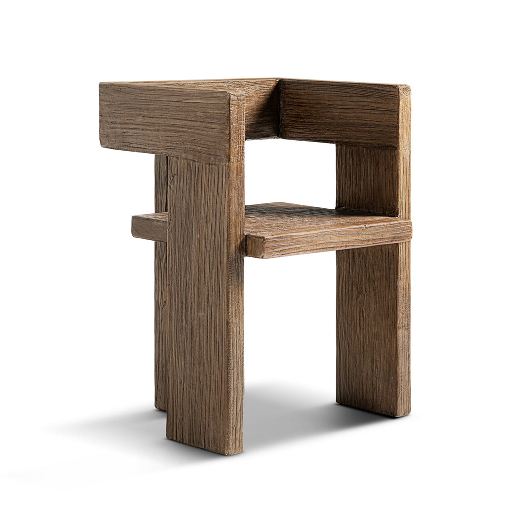 Avenel Solid Reclaimed Elm Sculptural Block Accent Chair