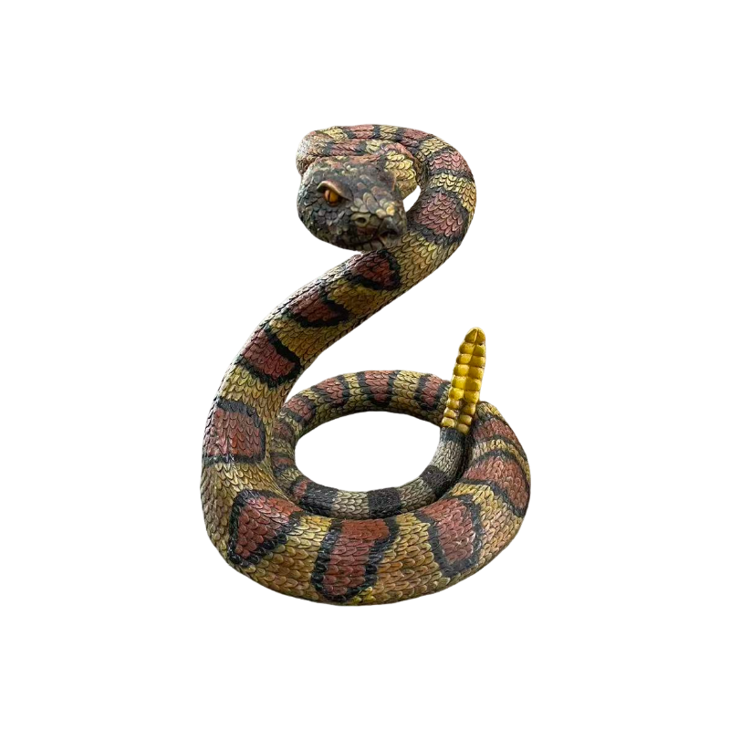 10" Snake Statue - Western Diamondback Rattlesnake Figurine