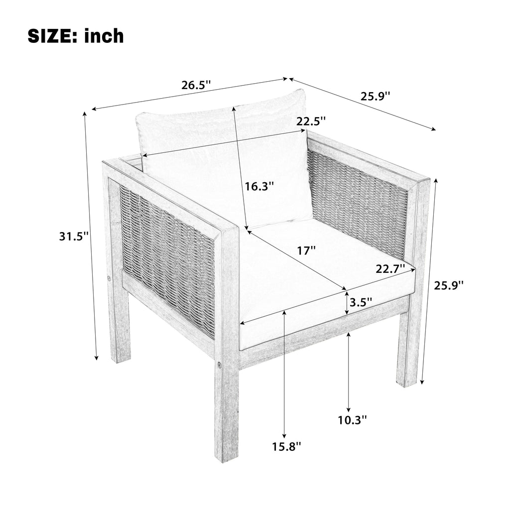 4 Pieces Patio Sofa Set Outdoor Seating Group