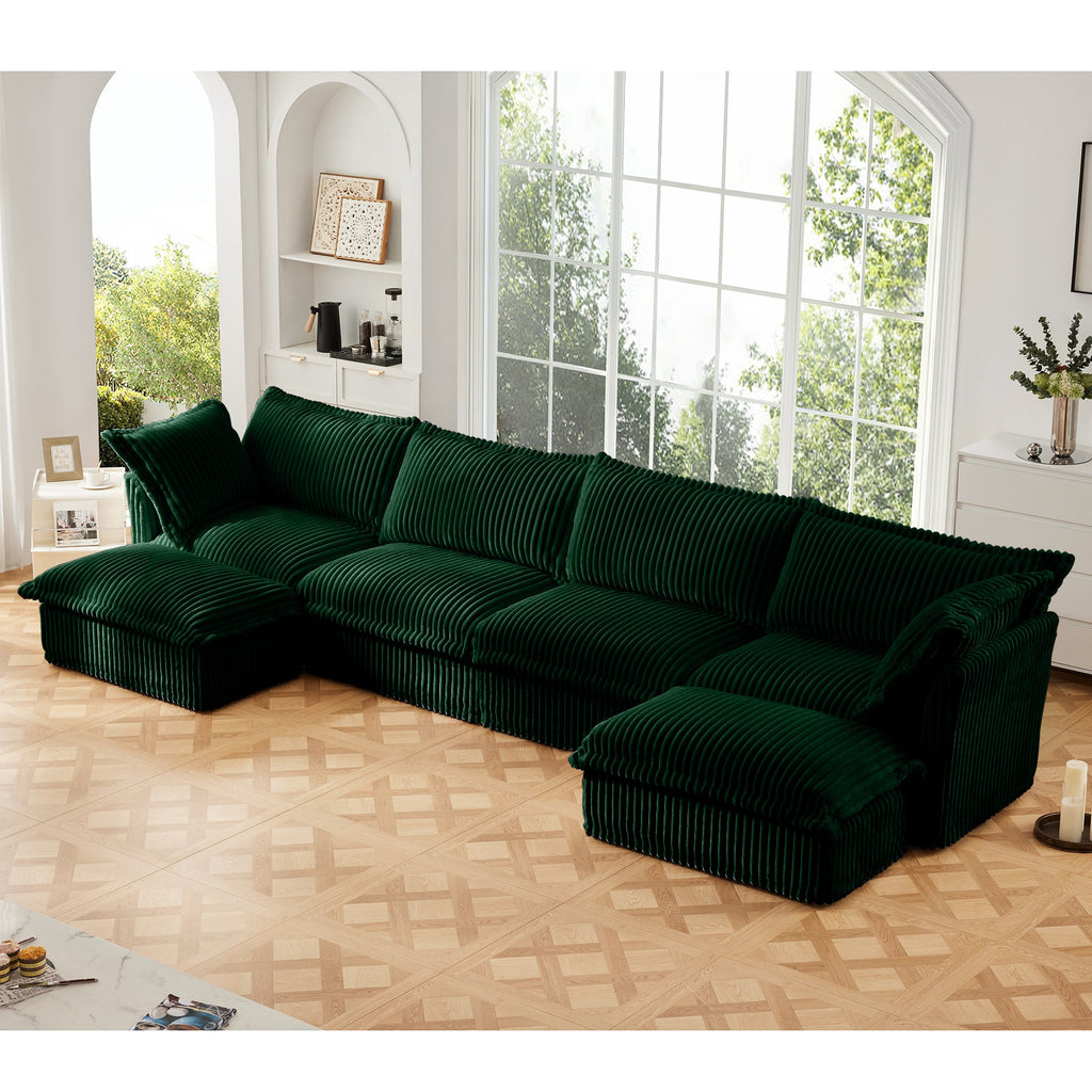 Slipcovered U Shape Sectional Wide and Deep Seat Sofa