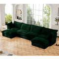 Slipcovered U Shape Sectional Wide and Deep Seat Sofa