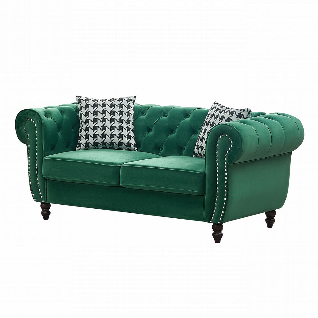 67" Chesterfield Velvet Upholstery Fabric Sofa