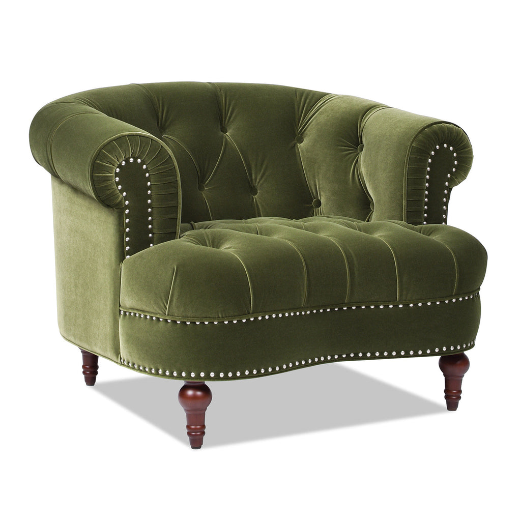 La Rosa Victorian Tufted Upholstered Accent Chair, Olive
