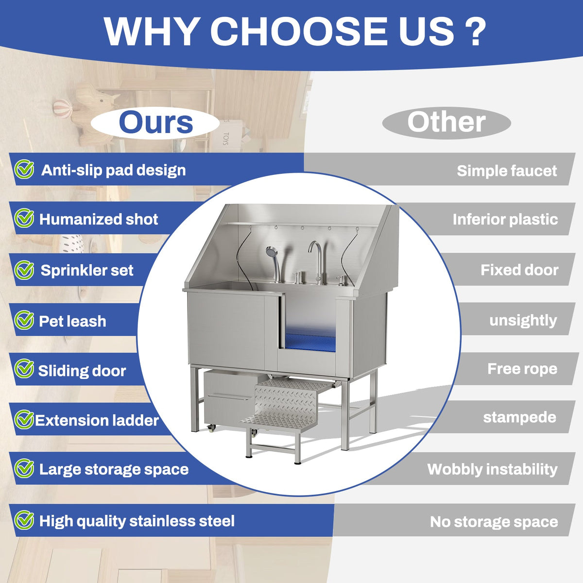 50in Stainless Steel Dog Washing Station