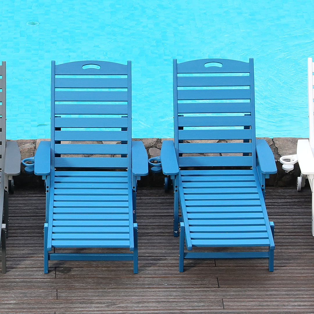 HDPE Chaise Lounge Chair Outdoor with 4-Position Adjustable Backrest