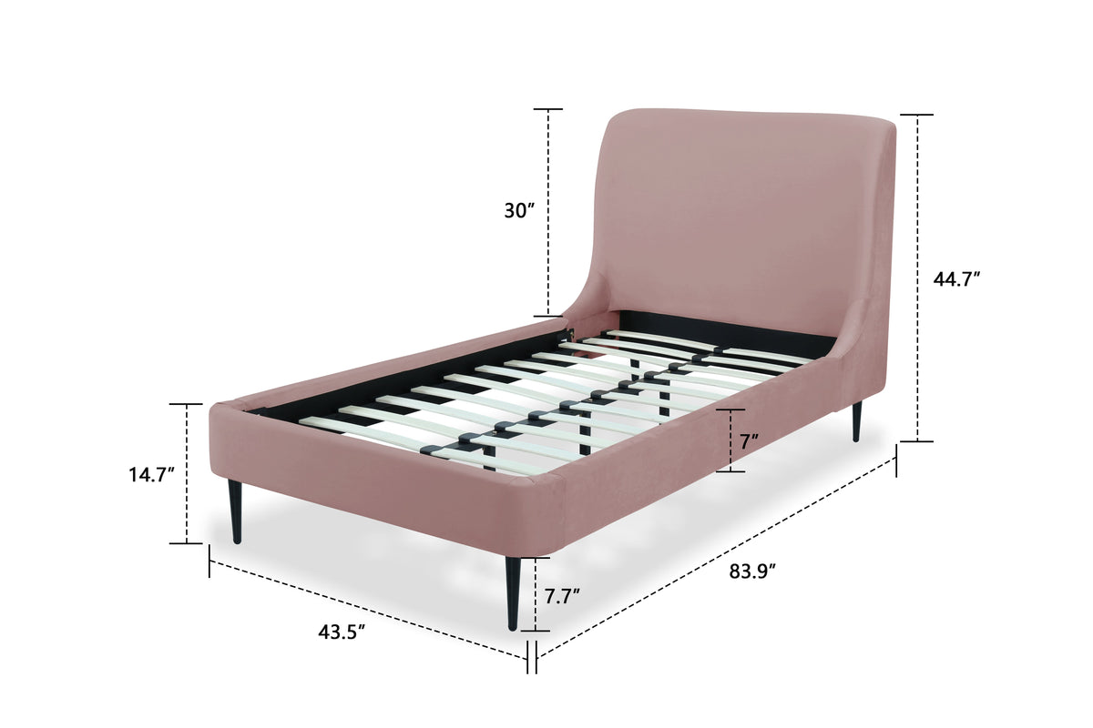 Heather Upholstered Velvet Twin Bed
