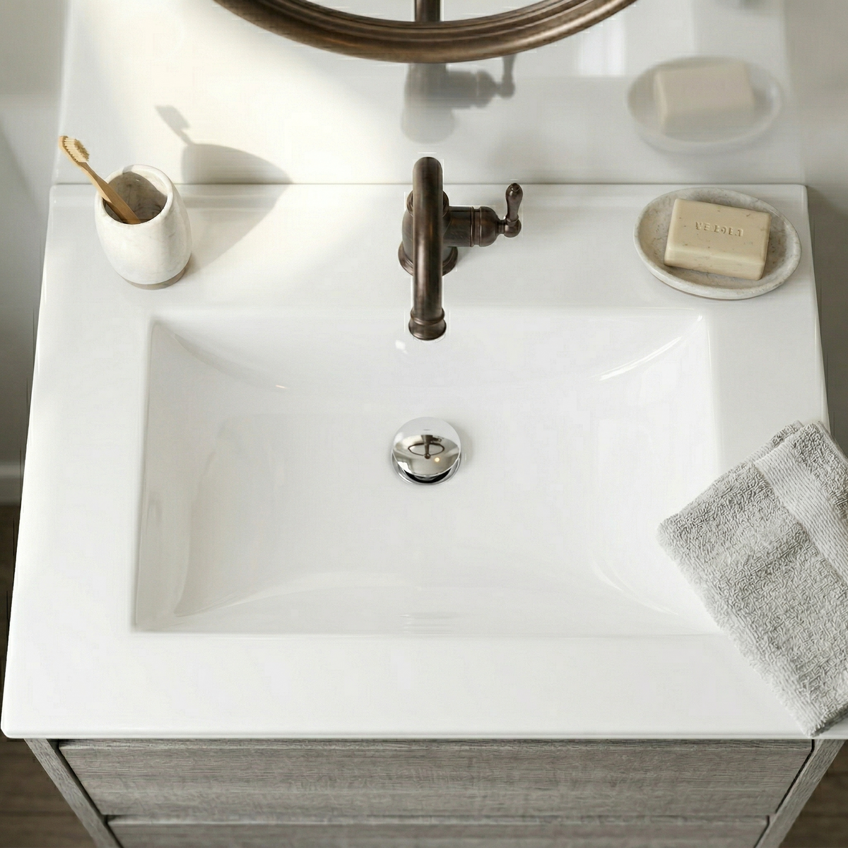 24″W x 18″D Drop In Bathroom Ceramic Vessel Sink