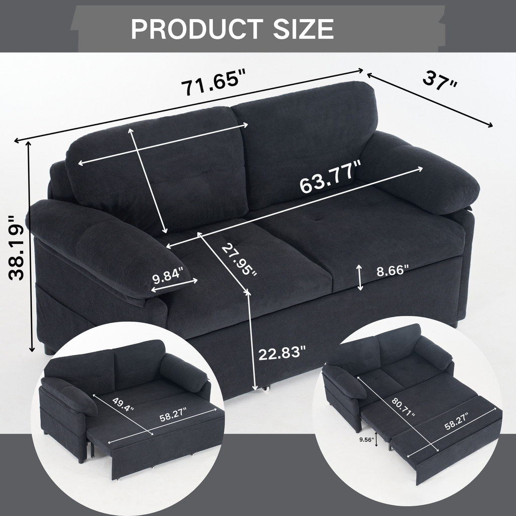 Convertible Pull Out Sofa Bed Queen Size