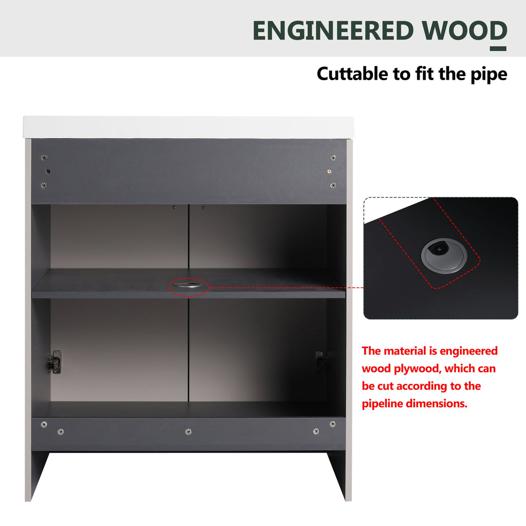 30" Freestanding Bathroom Vanity & 2 Soft-Close Cabinet Doors