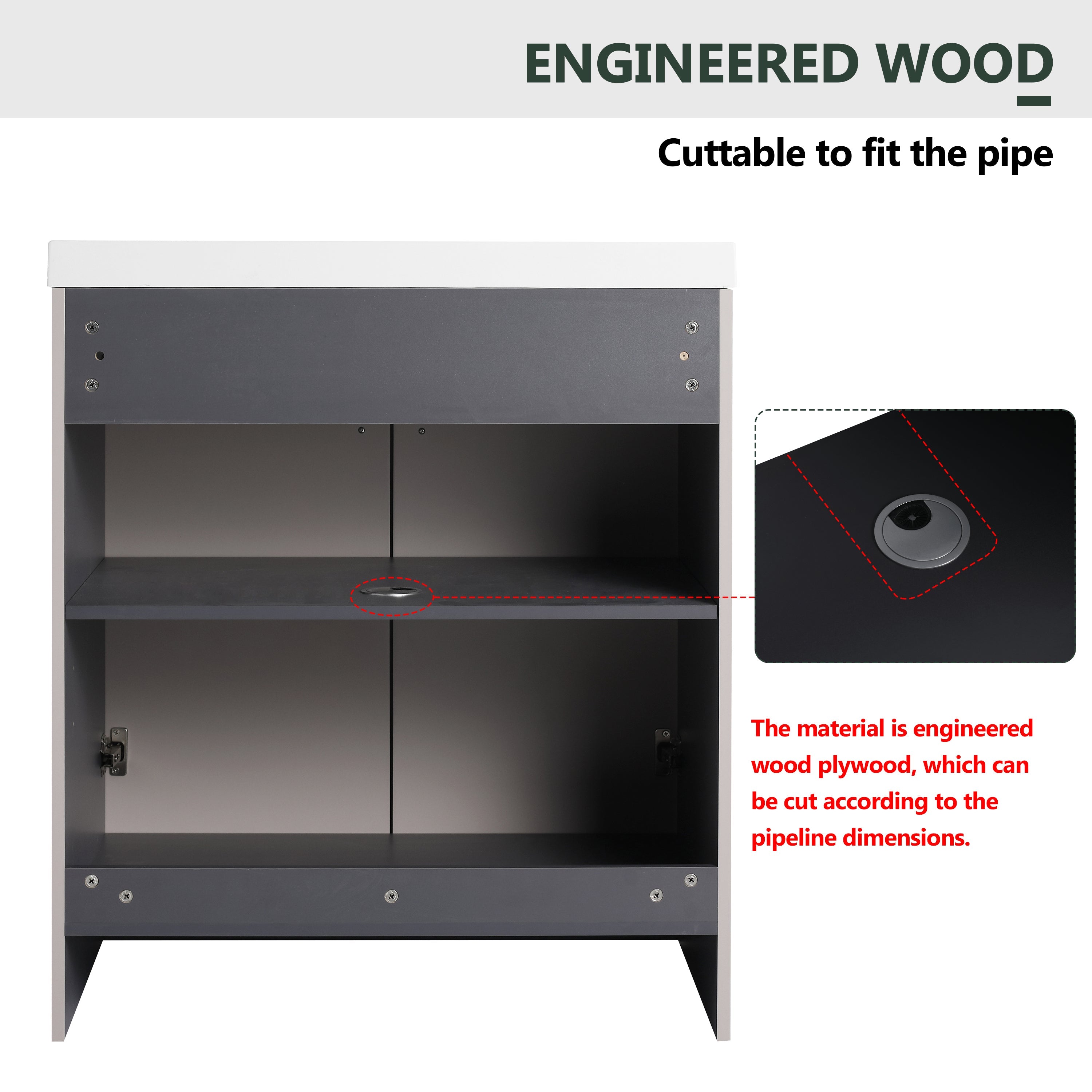 30" Freestanding Bathroom Vanity & 2 Soft-Close Cabinet Doors