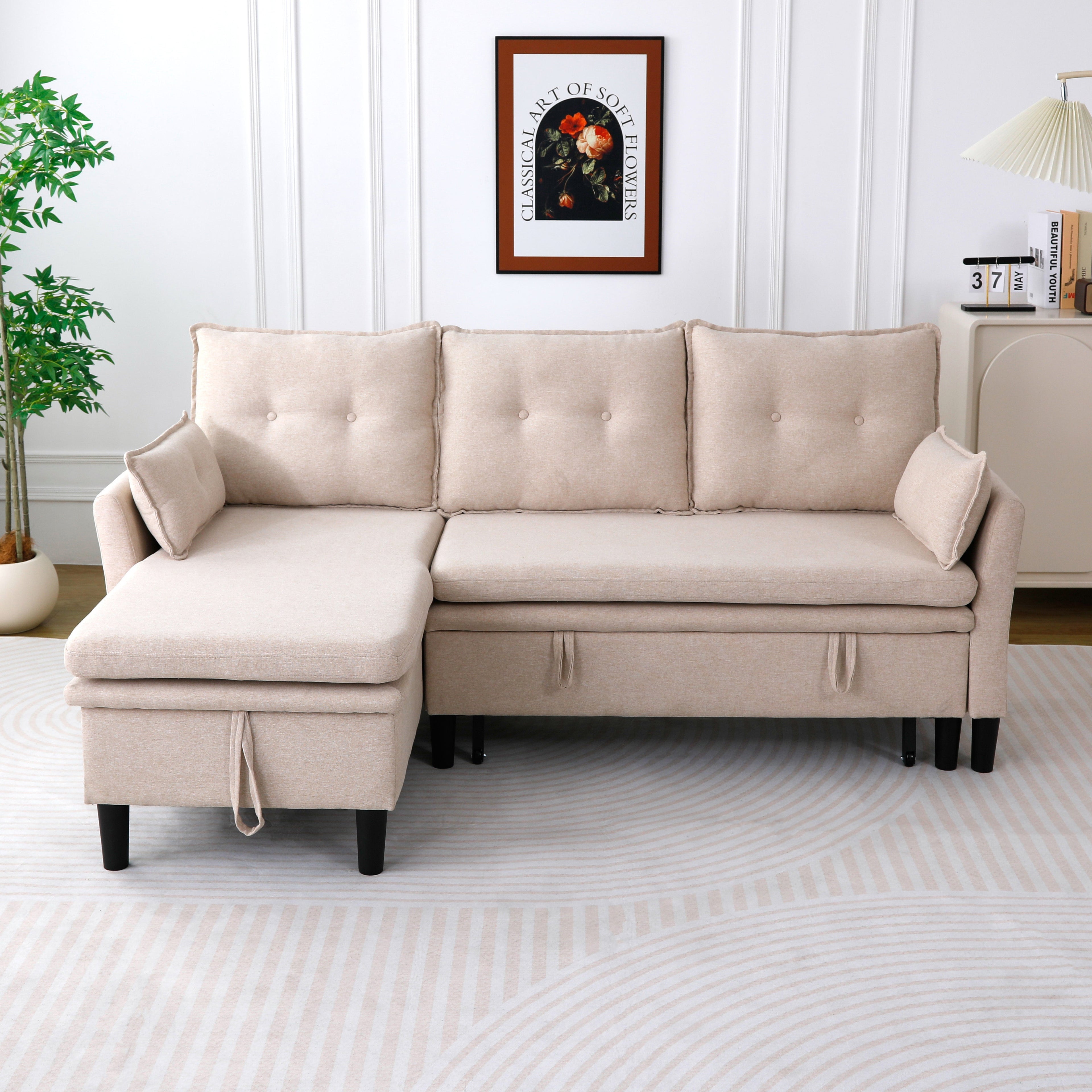 L-Shaped Reversible Chaise Sectional Sofa with Storage
