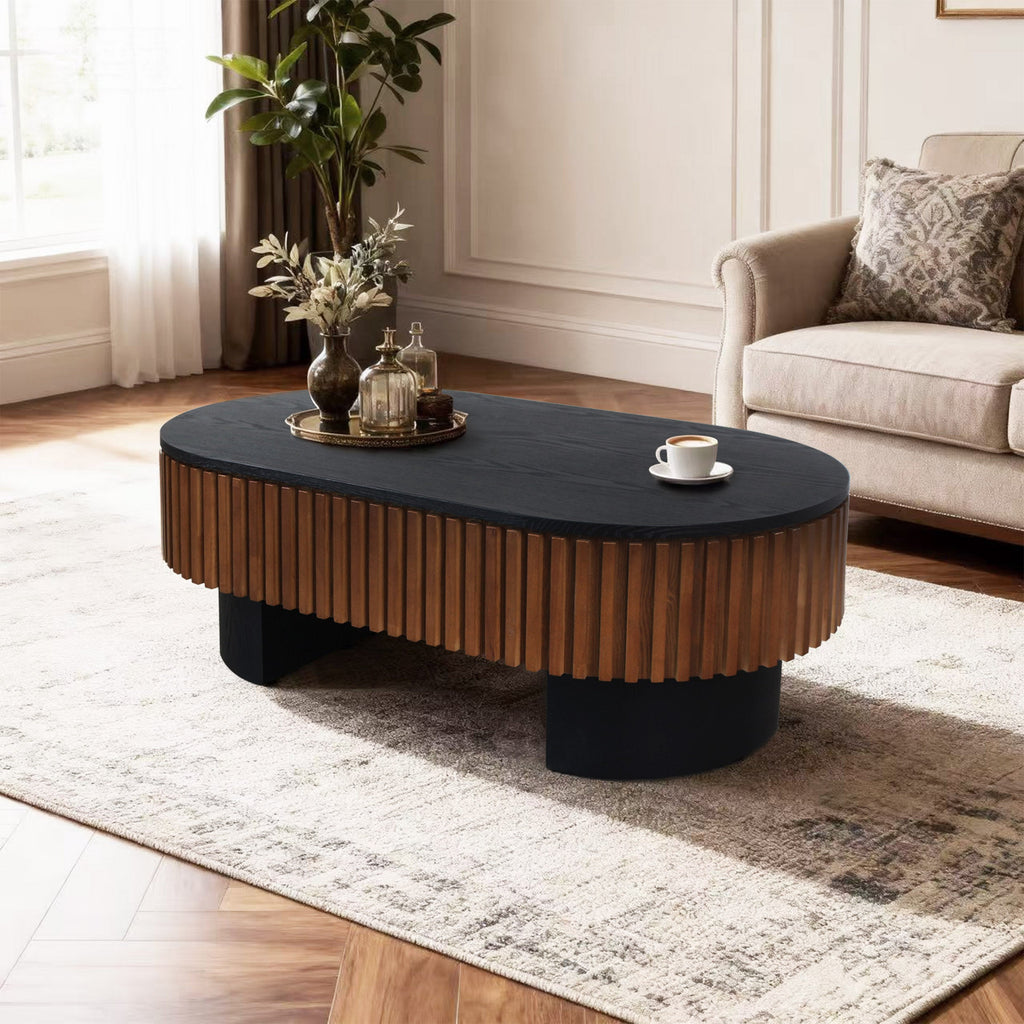 43.7" Oval Coffee Table With Hidden Storage