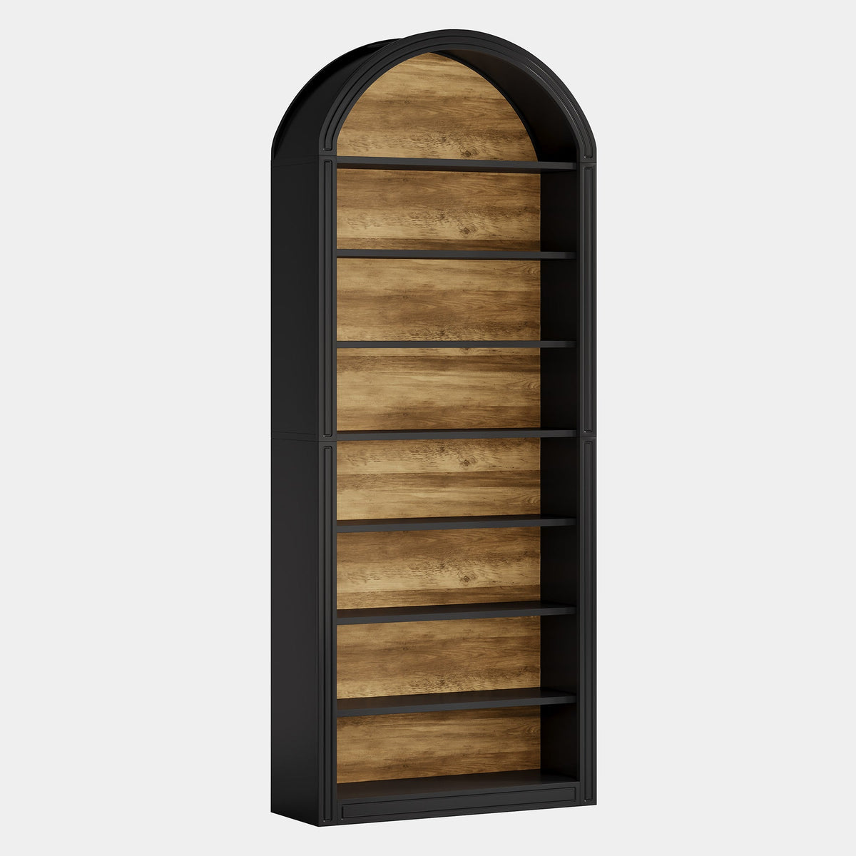 79.53" Tall 8-Tier Black Arched Open Bookshelf